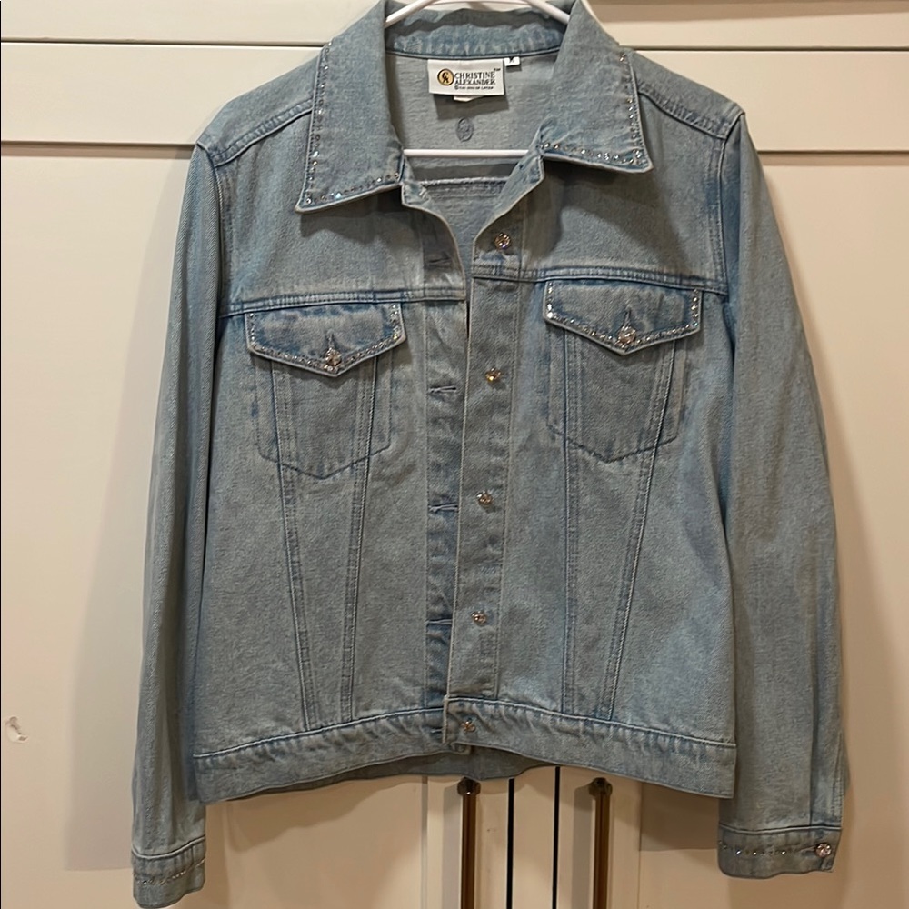 Christine Alexander sparkly denim jacket size medium like new condition